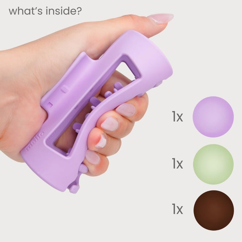 Mello The Original Hair Claw Clip Squishy Claw Clip Made in Korea Patent Pending 30021976 (Purple, Green, Dark Brown, 3 Pack Medium) - Image 2